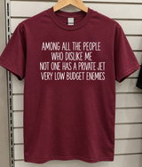 None of My Haters Own a Private Jet Low-Budget Enemies T-Shirt