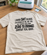 I Avoid Shit Because I'm Afraid of Me Not You My Temper Goes From Zero to Jail T-Shirt